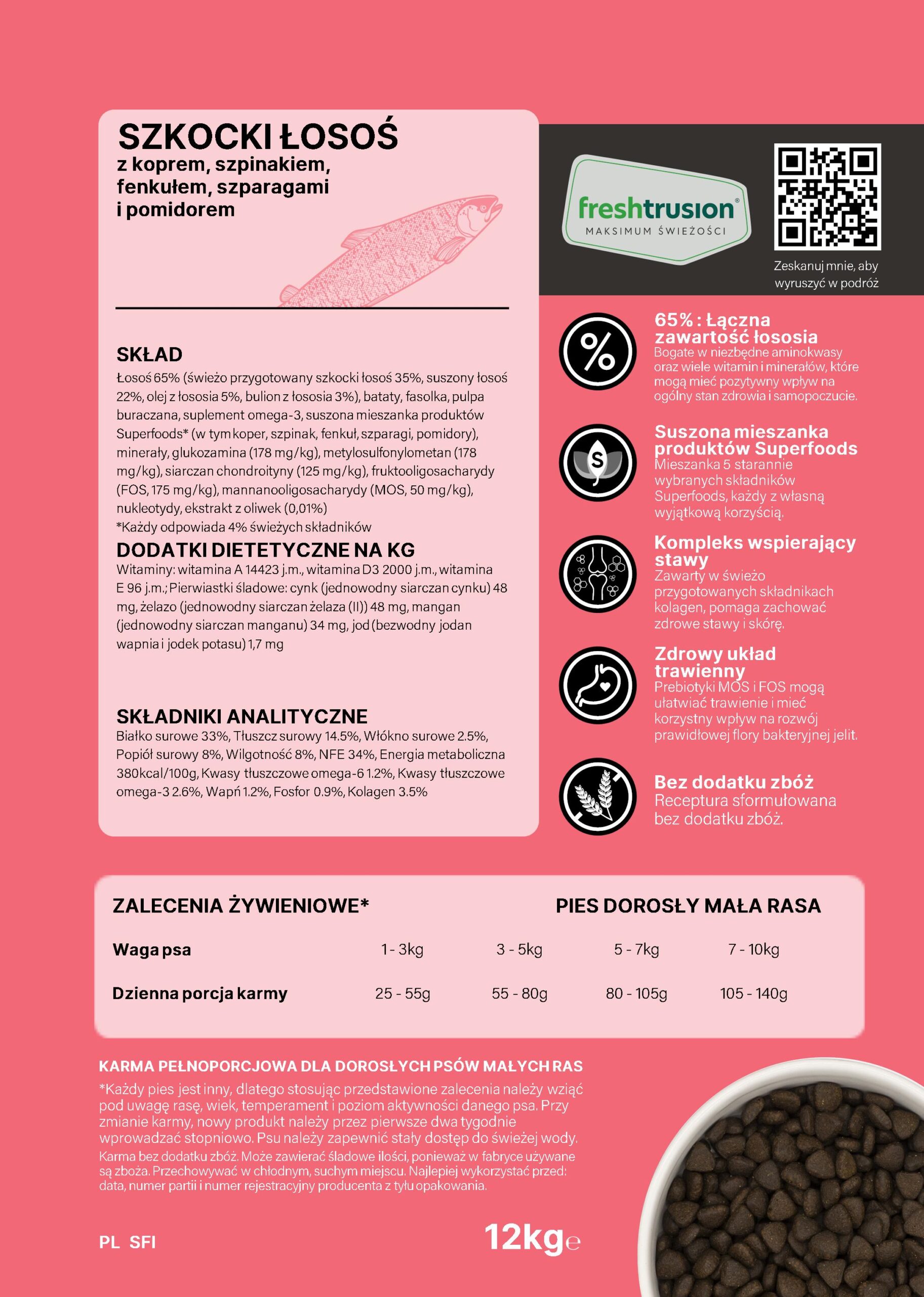VetPuls Superfood bezzbożowa pełnoporcjowa karma z łososiem op. 12kg - obrazek 3