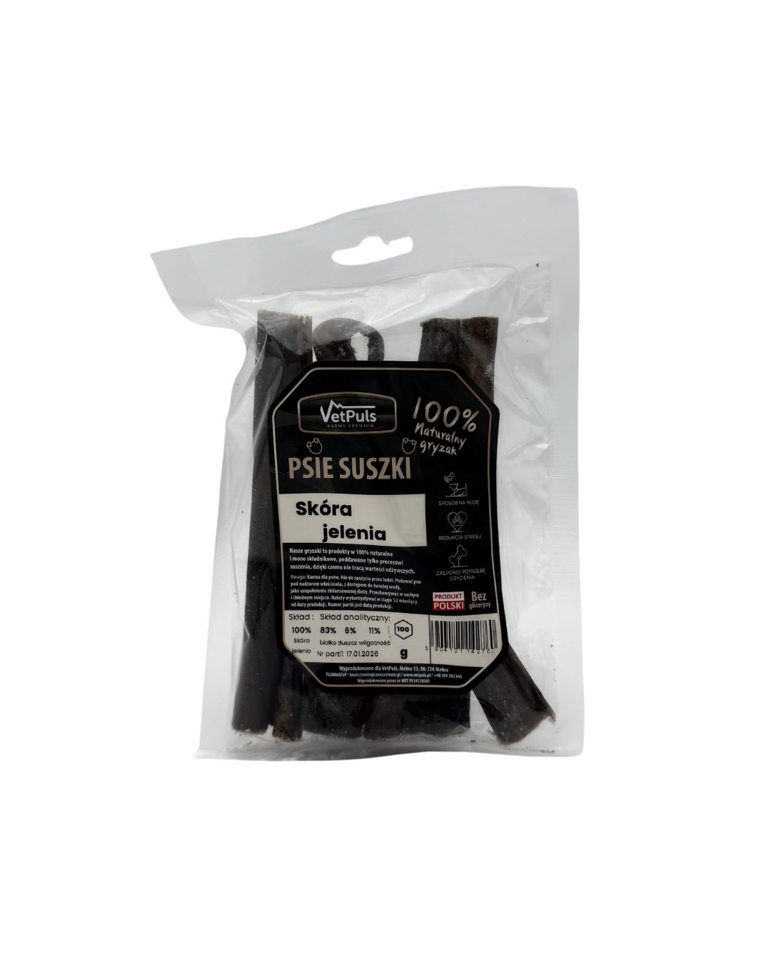 Psie suszki skóra jelenia VetPuls 100 g
