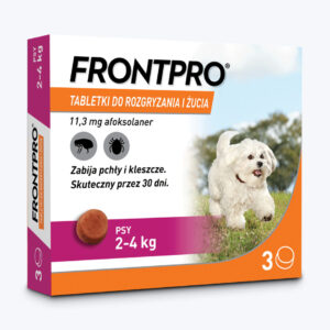 FRONTPRO tabletki na pchły i kleszcze dla psów 2-4 kg (S) – 3 tabletki | Termin ważności 09/2026